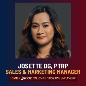 Josette DG, Sales and Marketing Manager at GH Premier Review Center, former JROOZ supervisor